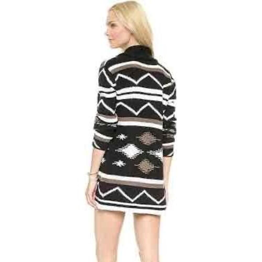 BB Dakota Denny Blanket Patterned Open Front Cardigan Sweater Size Small - Picture 2 of 7